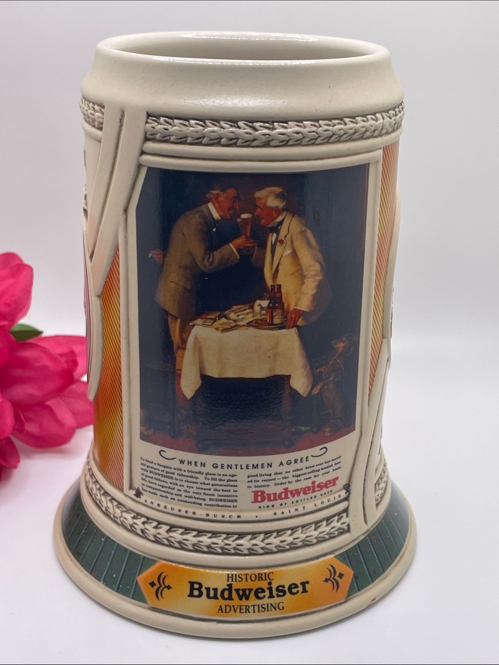 1998 Budweiser “When Gentlemen Agree” Historic Advertising Series Stein & Tin